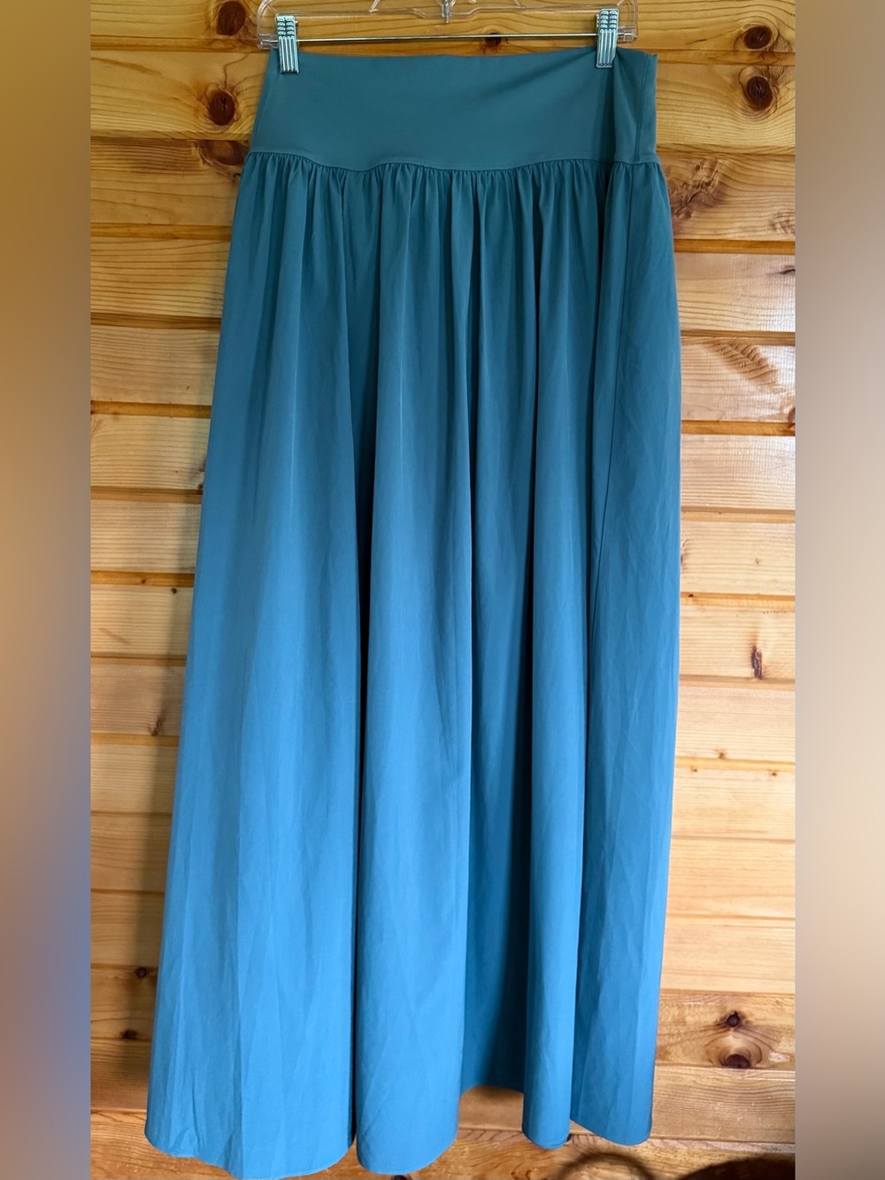 HALARA Teal Blue Gathered Maxi Skirt with Slit